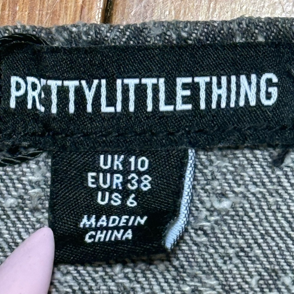 PrettyLittleThing Grey Bobble Denim Corset Crop Top Size US 6 UK 10 NWT - Picture 7 of 9